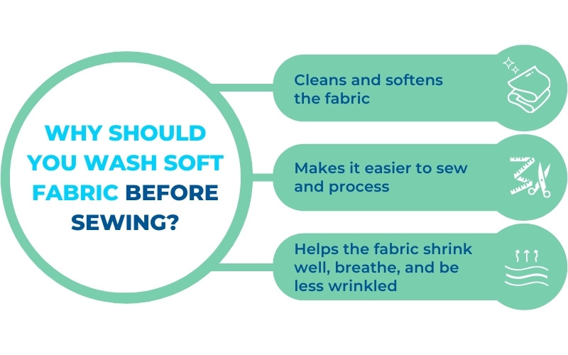 Why should you wash the soft fabric before sewing?