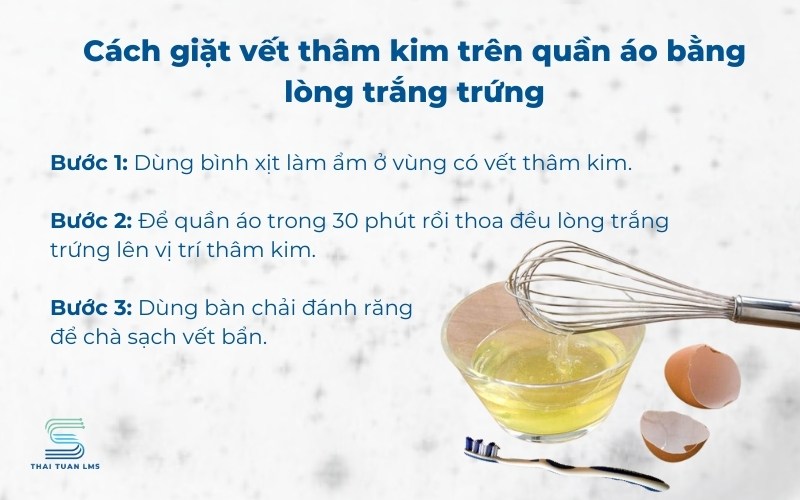 Cách giặt vết thâm kim trên quần áo bằng lòng trắng trứng 