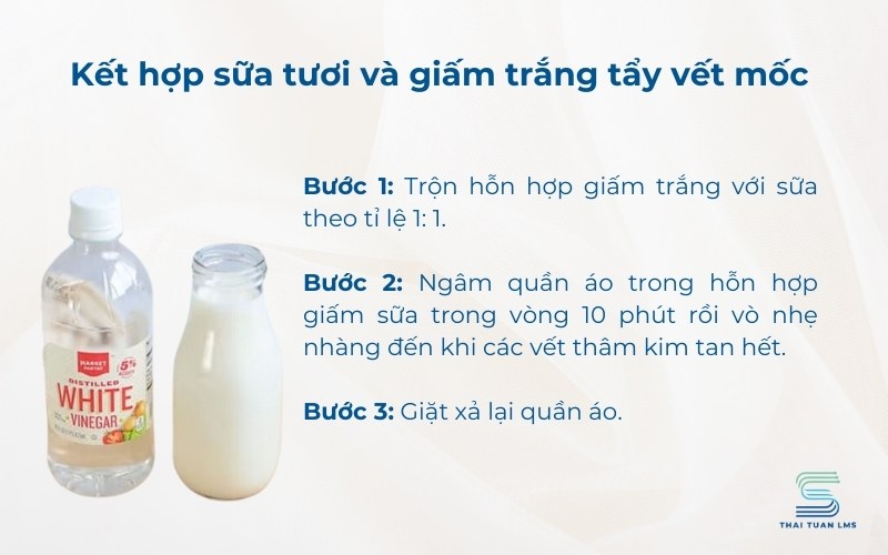 Tẩy vết thâm kim bằng sữa tươi và giấm trắng 