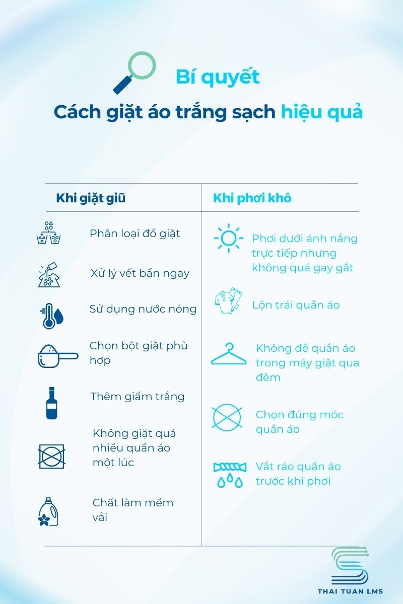 Bí quyết giặt quần áo trắng hiệu quả