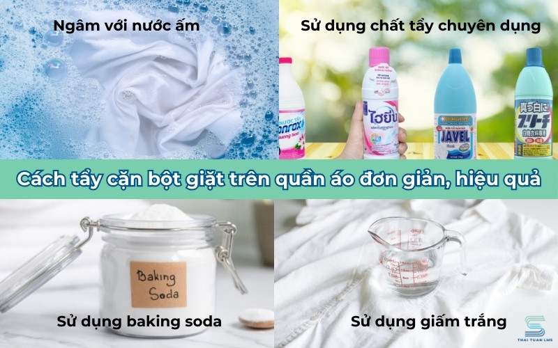 Cách xử lý cặn bột giặt dính trên quần áo