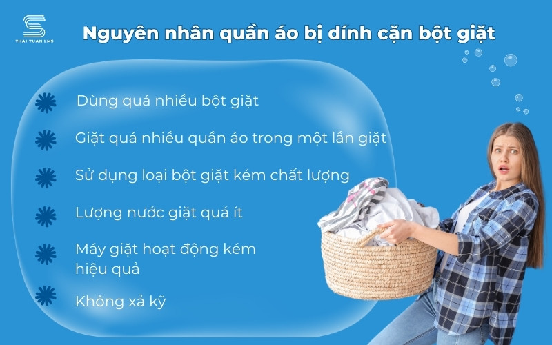 Nguyên nhân quần áo bị dính cặn bột giặt 