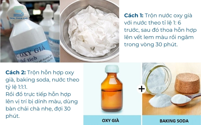 Dùng oxy già tẩy áo trắng bị lem màu 